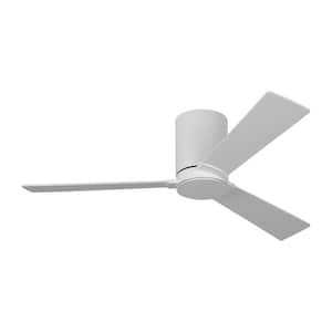 Rozzen 44 in. Modern Hugger Matte White Ceiling Fan with White Blades, DC Motor and Remote Control