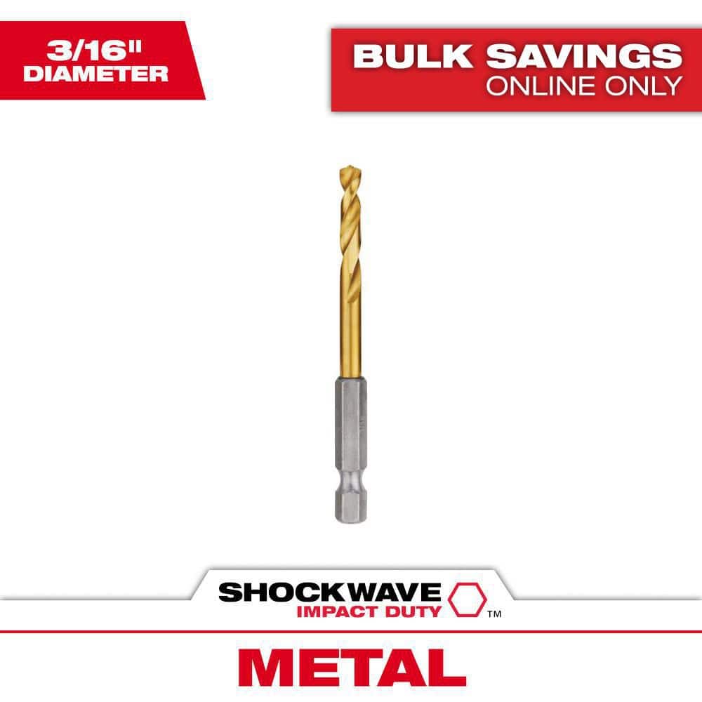 Milwaukee SHOCKWAVE 3/16 in. Titanium Twist Drill Bit 48-89