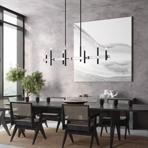 Livex Lighting Denmark 8-Light Black with Brushed Nickel Accents