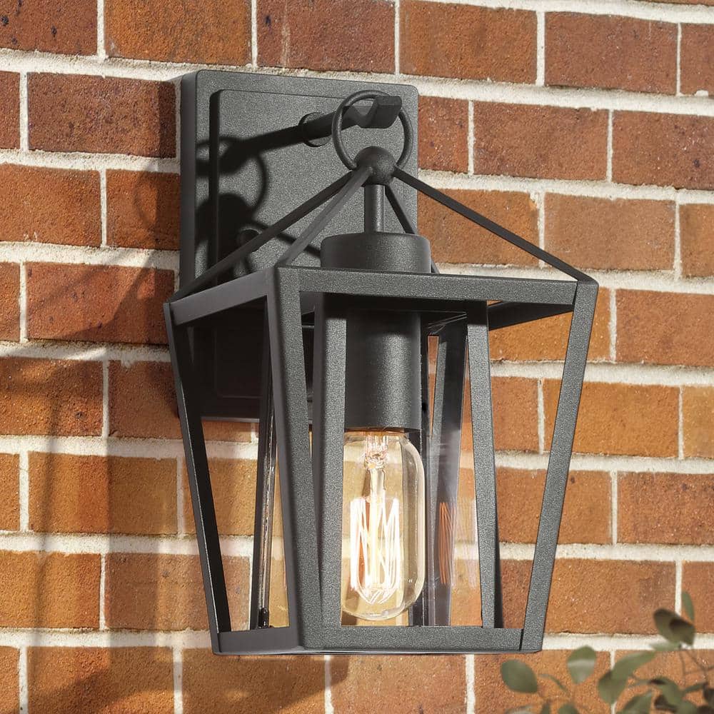 Modern Farmhouse Outdoor Wall Light, 1-Light Industrial Black Cage Outdoor Lantern Sconce for Garden or Landscaping price history on PriceWatchPro