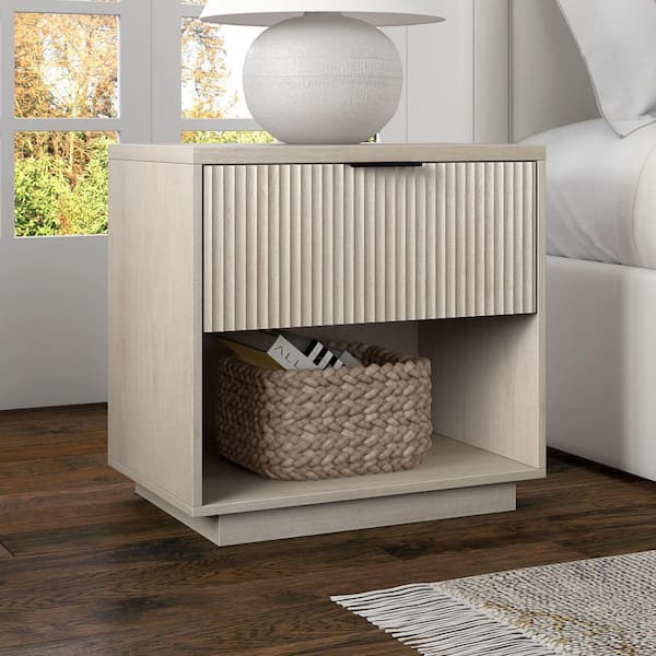 Karten Alder White 1 Drawer 23.63 in. W Nightstand
