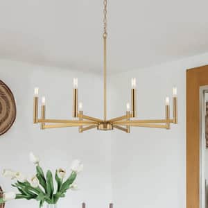 Galea 8-Light Linear Candle Style Classic Gold Chandelier