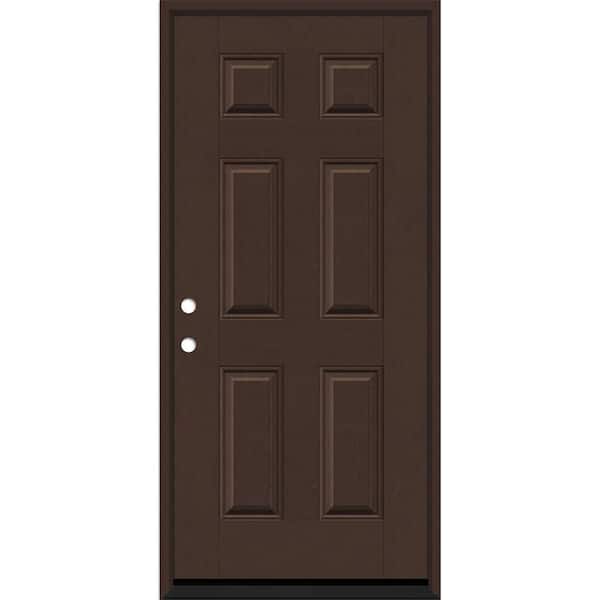 Steves & Sons Regency 36 in. x 80 in. 6 Panel RHIS Chestnut Stain Mahogany Fiberglass Prehung Front Door with 4-9/16 Jamb