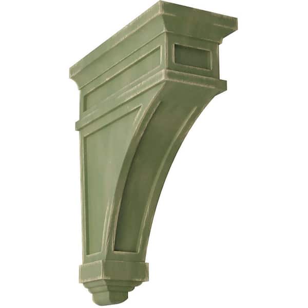 Ekena Millwork 4-1/2 in. x 13-3/4 in. x 10 in. Restoration Green Arlington Wood Vintage Decor Corbel