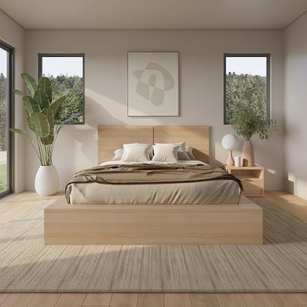 Bogart 3 Piece Natural Blonde Oak Wood Composite Queen Size Bedroom Set