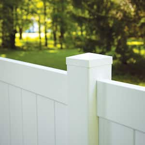 5 in. x 5 in. (4.75 x 4.75 Post Size) White Vinyl Pyramid Fence Post Top