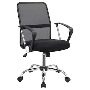 Gerta Mesh Backrest Adjustable Height Office Chair in Black and Chrome with Arms