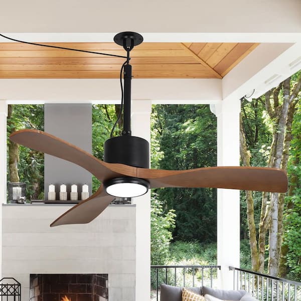 Parrot Uncle 42 in. Outdoor Integrated LED Matte Black Ceiling Fan