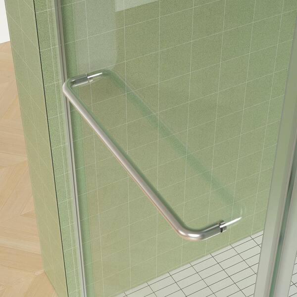 Staykiwi 60 in. W x 76.68 in. H Sliding Frameless Shower Door in Nickel Finish with Clear Glass