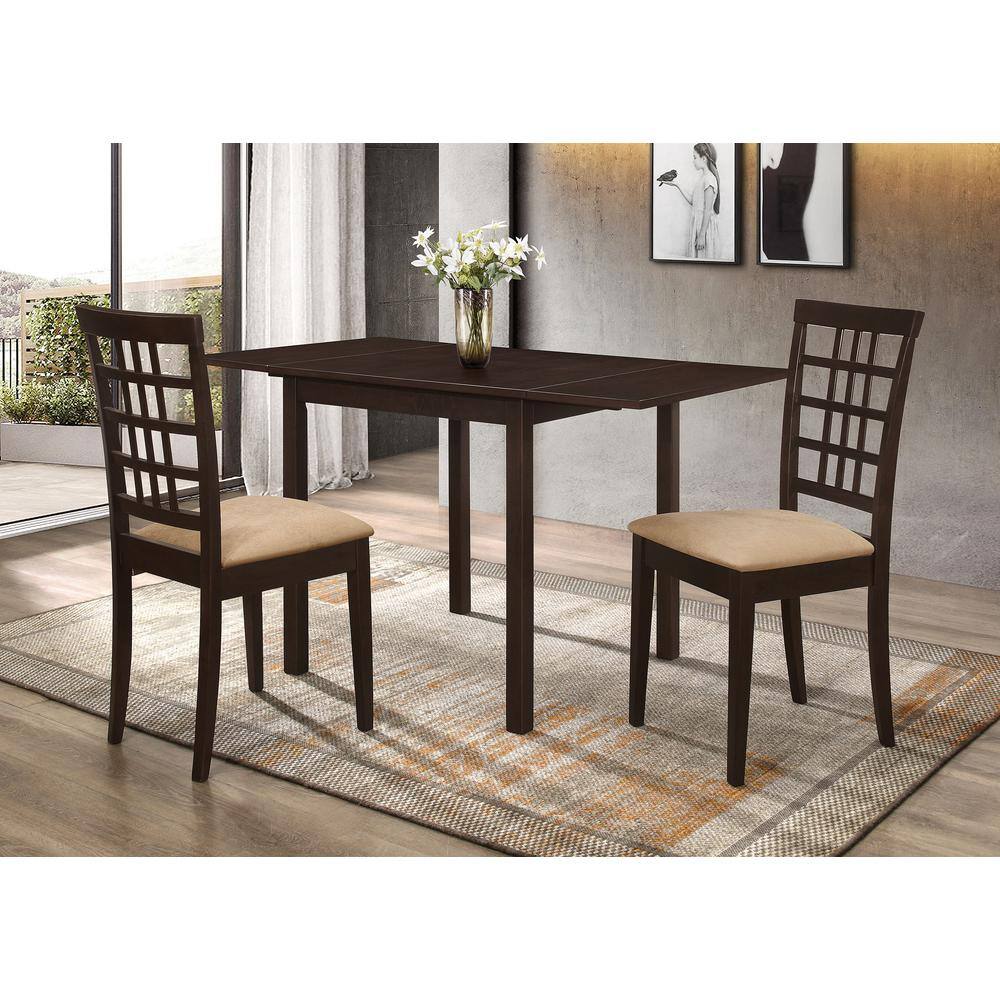 Cappuccino and Tan 3-Piece Drop Leaf Dining Set