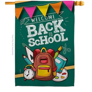28 in. x 40 in. Welcome Back House Flag Double-Sided Readable Both Sides Education Back to School Decorative