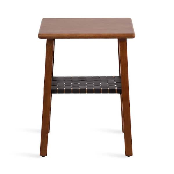 Kate and Laurel Woebeck 18 in. Walnut Brown Rectangle Solid Wood