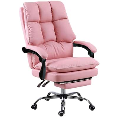 45.7 in. Pink Executive Chairs Height Adjustable Leather Executive Chairs with Footrest