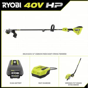 40V HP Brushless 16 in. Cordless Carbon Fiber Shaft Attachment Capable String Trimmer & Edger with Battery and Charger