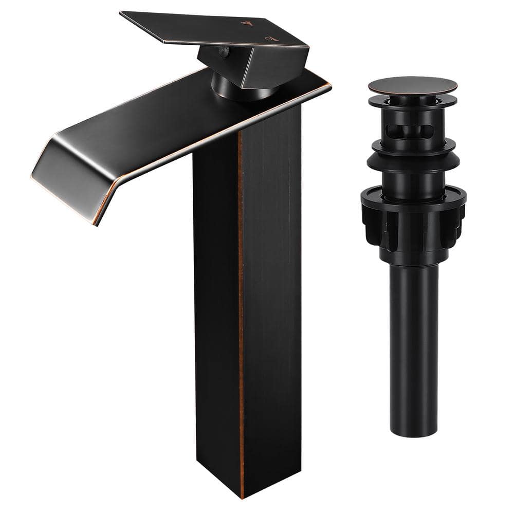 Single Handle Vessel Sink Faucet with Pop-Up Drain in Oil Rubbed Bronze
