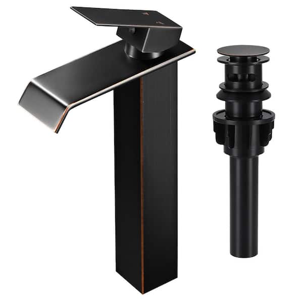AKLFGN Single Handle Vessel Sink Faucet with Pop-Up Drain in Oil Rubbed Bronze