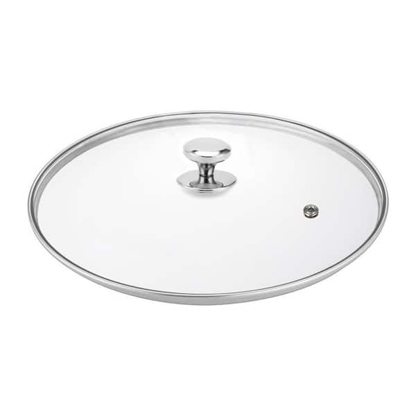 15 in. Tempered Glass Lid with Stainless Steel Rim and Knob, Steam Vent, Dishwasher and Oven Safe Cover
