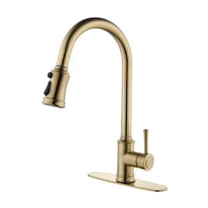 Touch Single Handle Pull Down Sprayer Kitchen Faucet with Advanced Spray in Gold