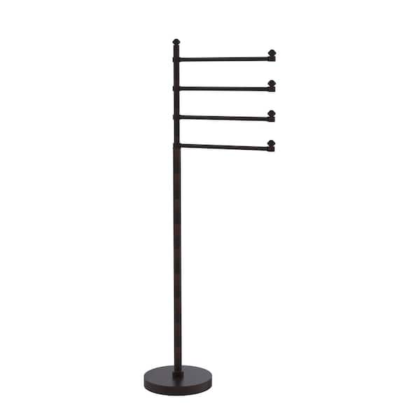Allied Brass Southbeach Collection 12 in. Freestanding Towel Bar in Venetian Bronze with 4-Pivoting Swing Arm Towel Stand