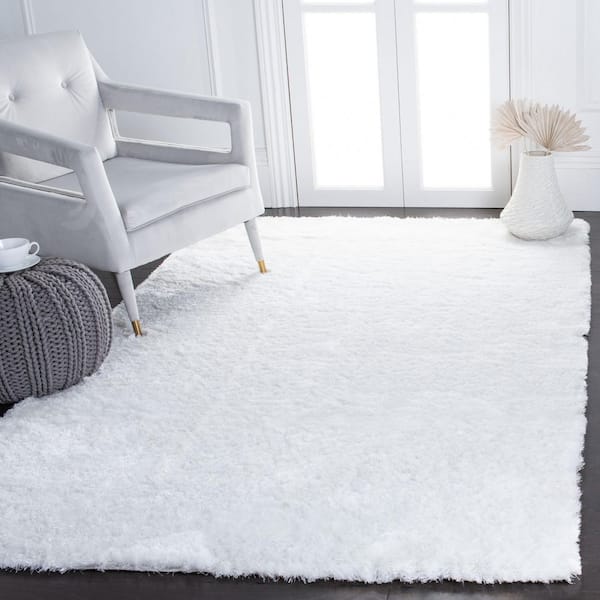 Paris Shag 3 ft. x 5 ft. Ivory Solid Flokati Area Rug