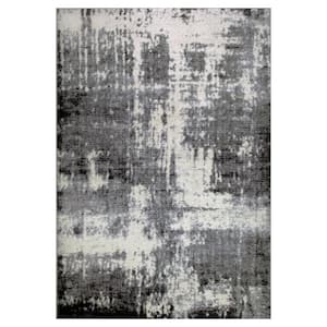 Allerick Vintage Monochromatic Gray Faded 5 ft. x 8 ft. Abstract Polypropylene Area Rug