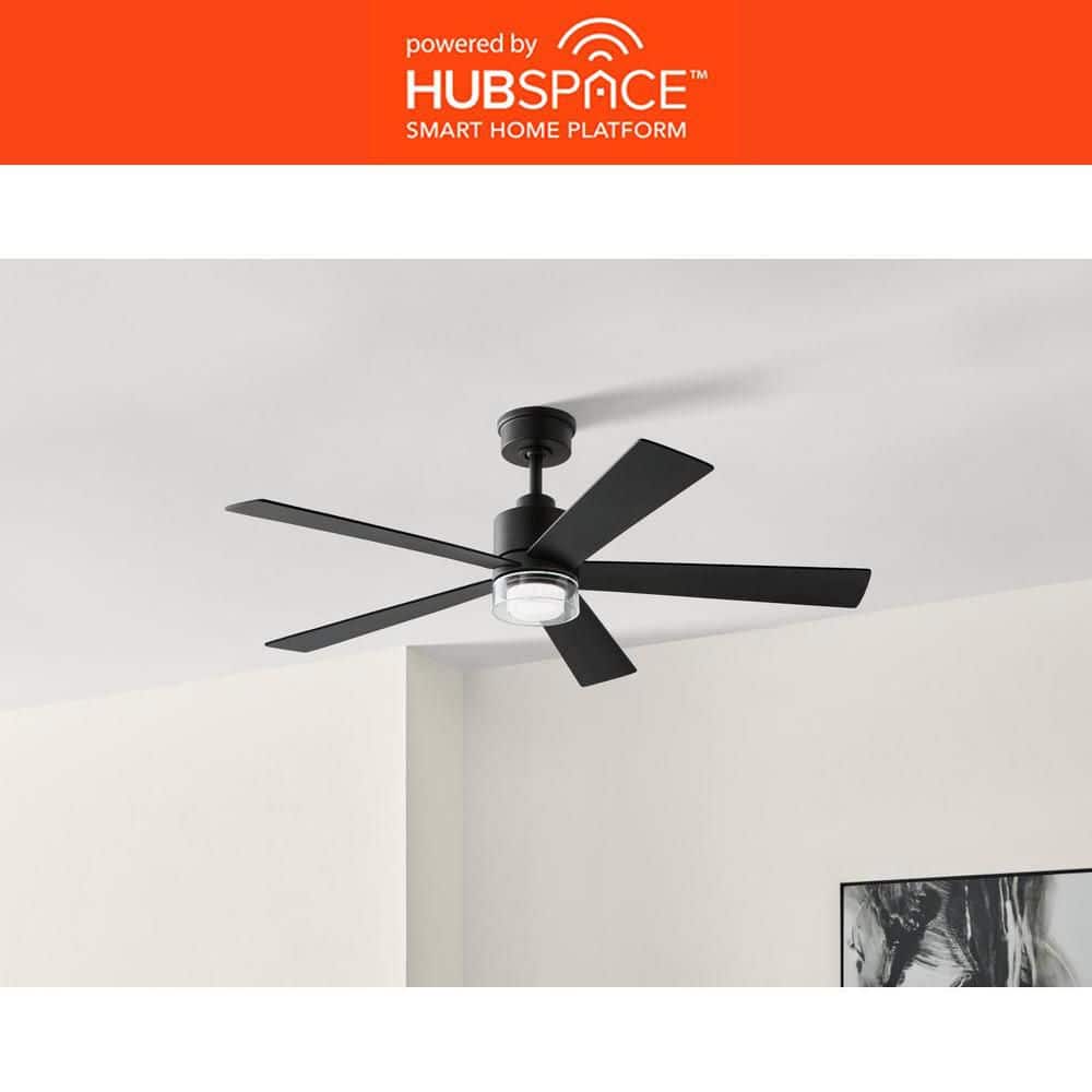 Hampton Bay Bynum 52 in. Smart Indoor DC Motor Matte Black Ceiling