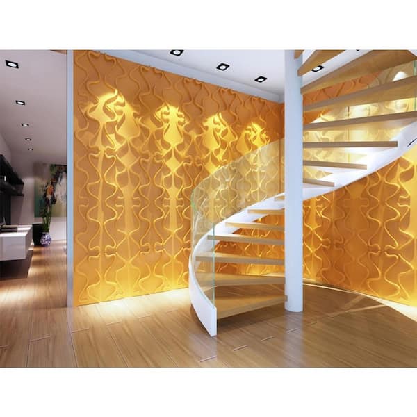 19.6 in. x 19.6 in. x 1 in. Off-White Plant Fiber Gesture Design Glue-On Wainscot Wall Panels (10-Pack)