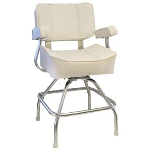 Deluxe Captain's Marine Seat With Stand, White