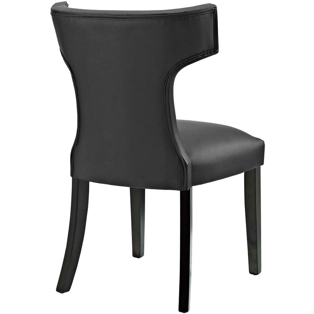 Black Faux Leather Upholstered Parsons Side Chair