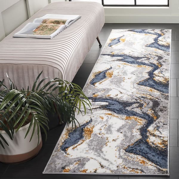 Amelia 700 2 ft. x 8 ft.Ivory/Gray Abstract Runner Rug