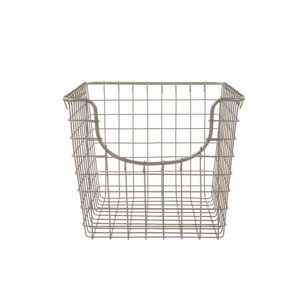 Vintage Chic Satin Nickel Scoop Wire Storage Basket
