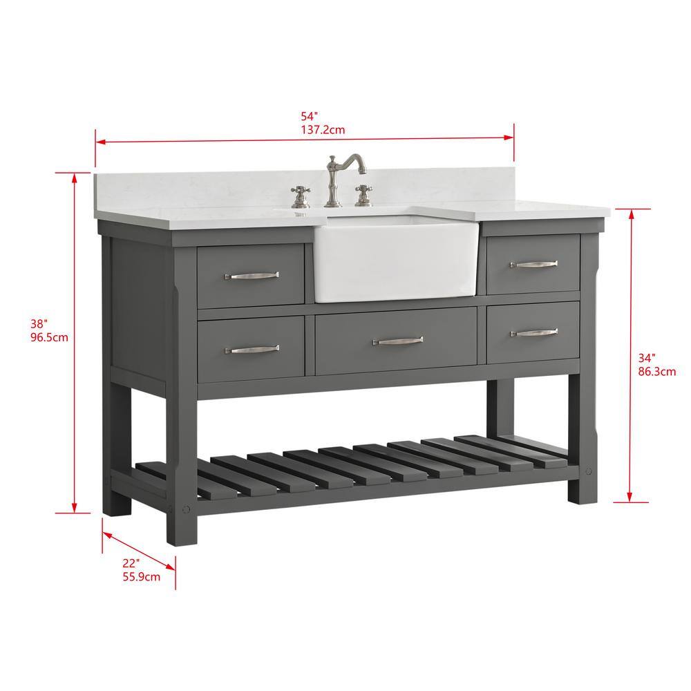 Gray Engineered Wood Single Bathroom Vanity with Ceramic Sink