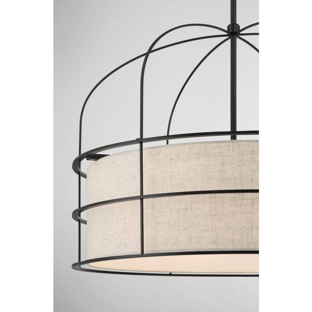 Coal Finish Brass 6-Light Drum Pendant for Indoor/Outdoor