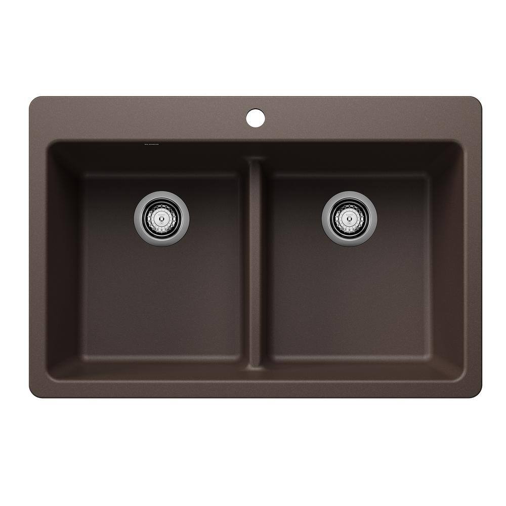 Liven SILGRANIT 33 in. Drop-In/Undermount Double Bowl Granite Composite Kit