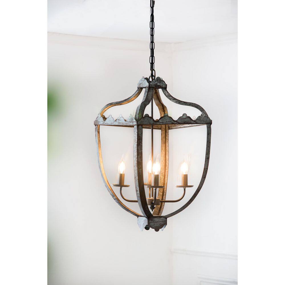 Vintage Series 4-Light Gray Iron Scroll Chandelier Lantern Shape Chandelier for Dining Room (No Bulbs Included) price history on PriceWatchPro
