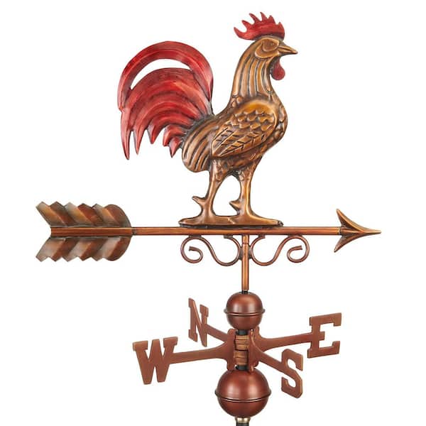 Bantam Red Rooster Weathervane - Pure Copper Hand Multi-Color Patina