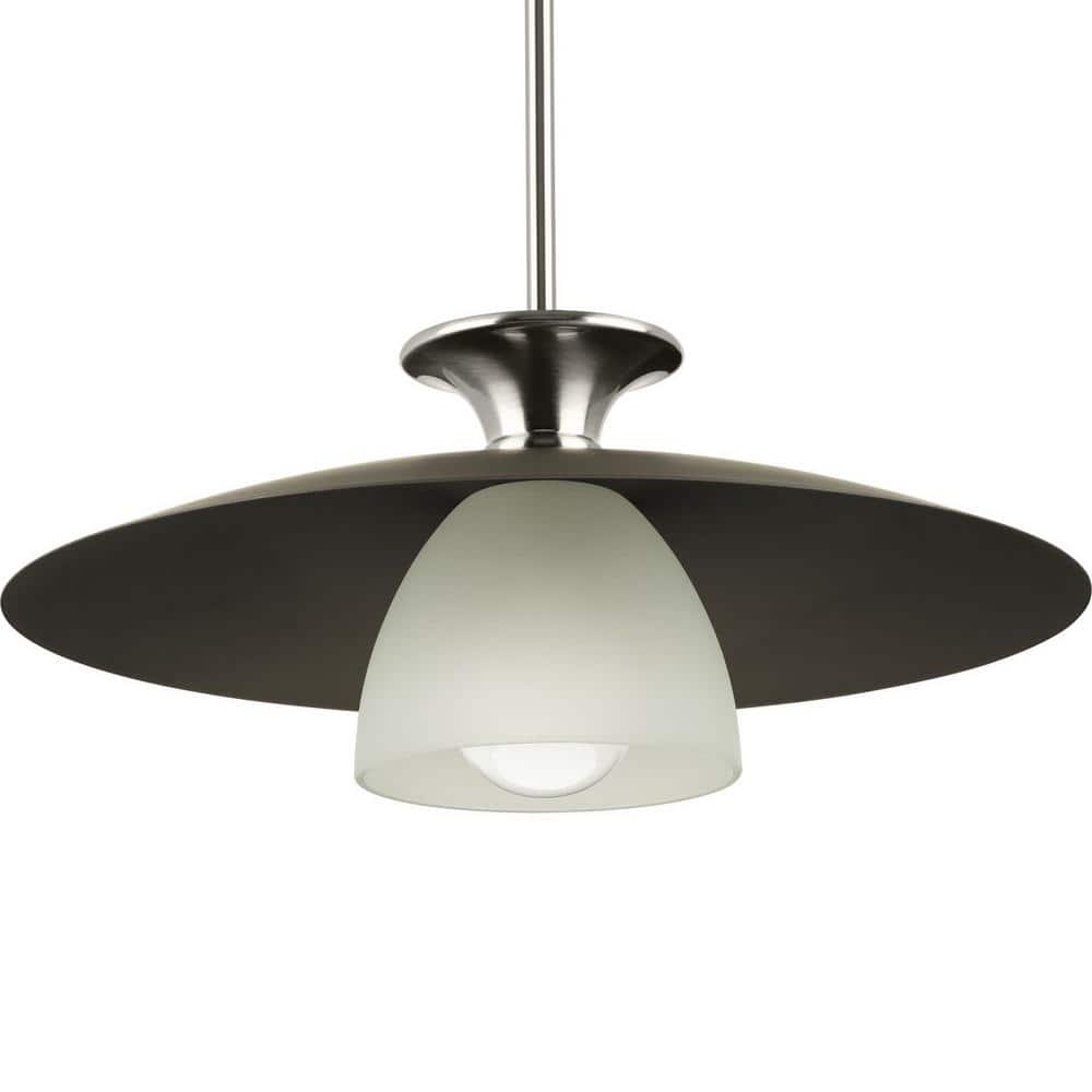 Trimble Brushed Nickel and Glass Dome Pendant Light