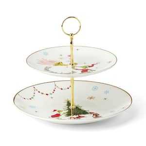 Merry Grinchmas 10.75 in. W 8.5 in. H 10.75 in. D Multi-Colored Porcelain Cake & Tiered Stand