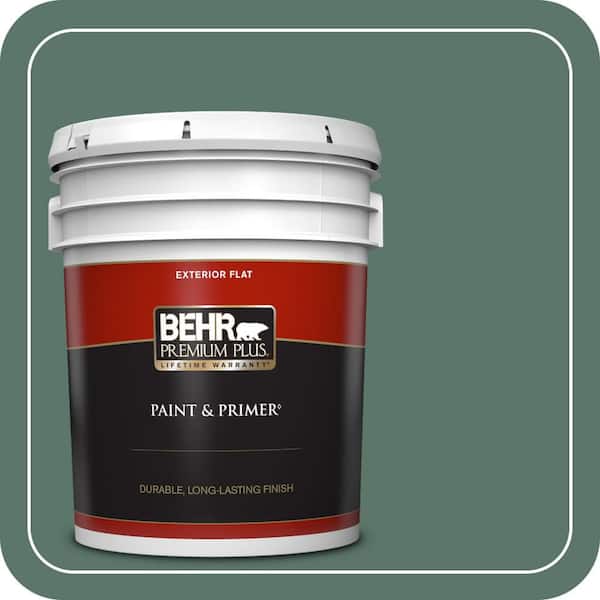 BEHR PREMIUM PLUS 5 gal. #S420-6 Pine Brook Flat Exterior Paint & Primer