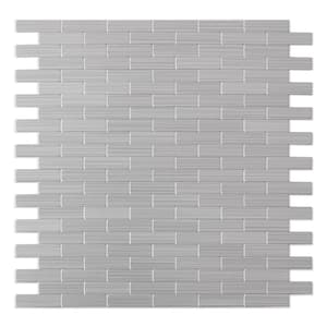 Bricky S2 Silver Stainless Steel 11.81 in. x 11.42 in. x 5 mm Metal Peel and Stick Wall Mosaic Tile (5.62 sq. ft. /Case)