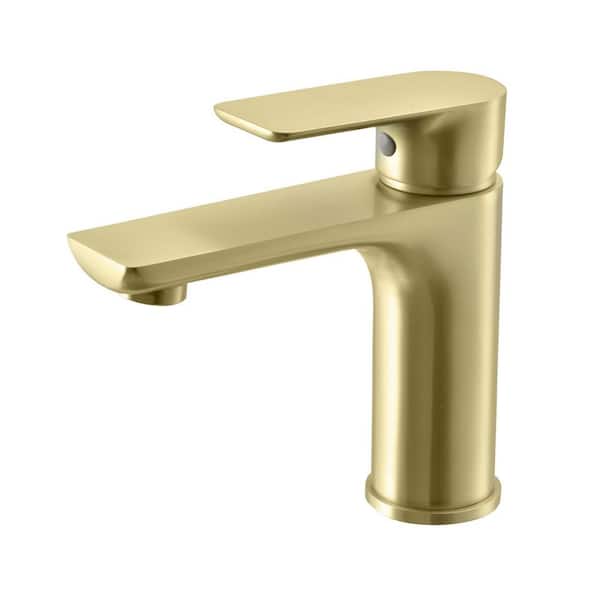 Single Handle Single Hole Bathroom Faucet in Gold