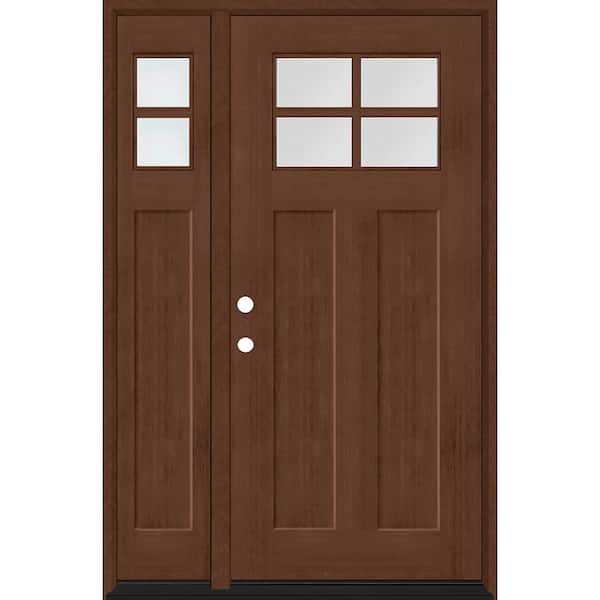 Steves & Sons Regency 53 in. x 80 in. RHIS 4L-1/4Toplite Clear Glass Chestnut Stain Fir Grain Fiberglass Prehung Front Door w/14in.SL