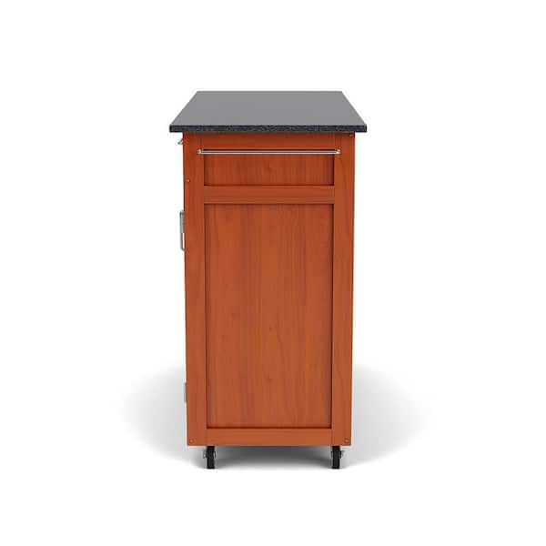 Create-a-Cart Warm Oak Kitchen Cart with Black Granite Top