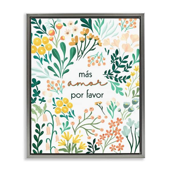 Stupell Industries More Love Please by Angel Nicole Gray Floater Frame Typography Graphic Art Print 21 in. x 17 in.
