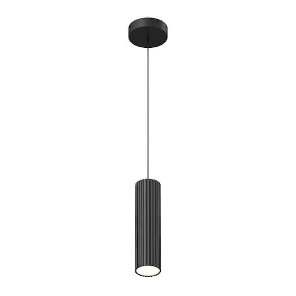 Groove 17-Watt Integrated LED Black Modern Hanging Mini Pendant Light for Kitchen Island