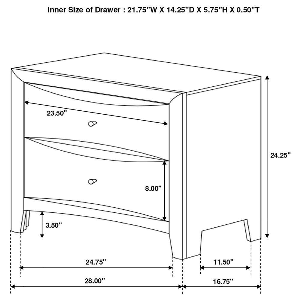Transitional Brown 2-Drawer Wooden Nightstand