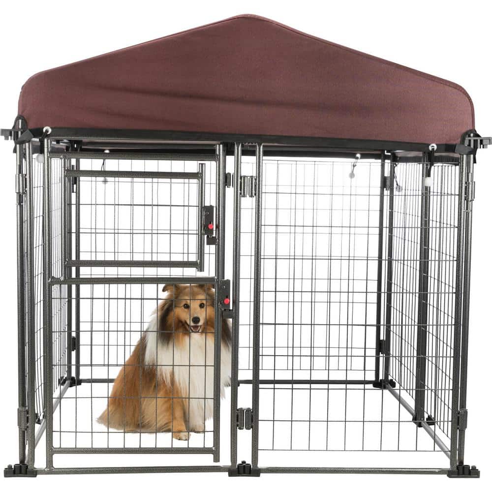 Medium Outdoor Metal Dog Kennel with Cover