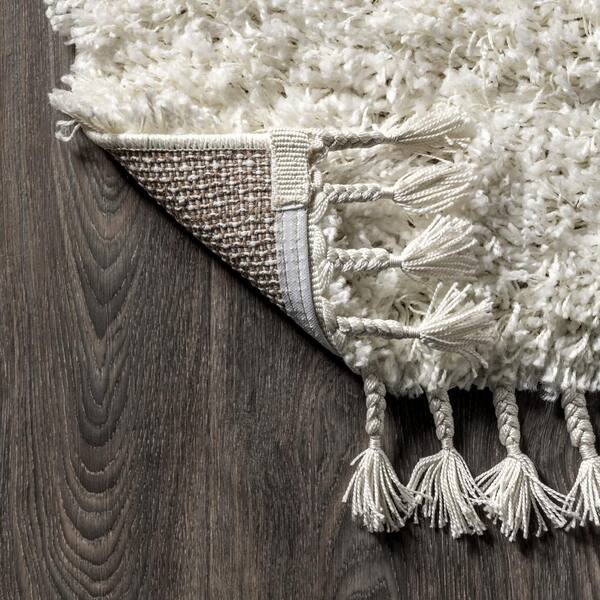JONATHAN Y Mercer Shag Plush Tassel White 7 ft. 9 in. x 10 ft
