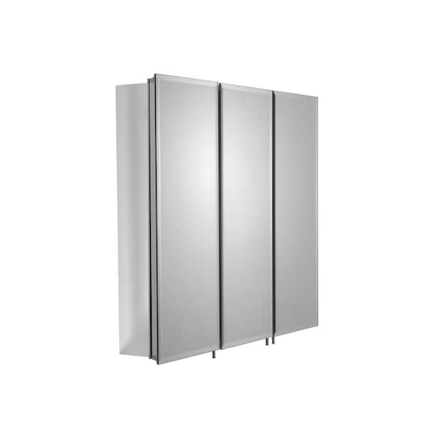 30 in. W x 26 in. H Frameless Aluminum Recessed or Surface-Mount Bathroom Medicine Cabinet with Easy Hang System