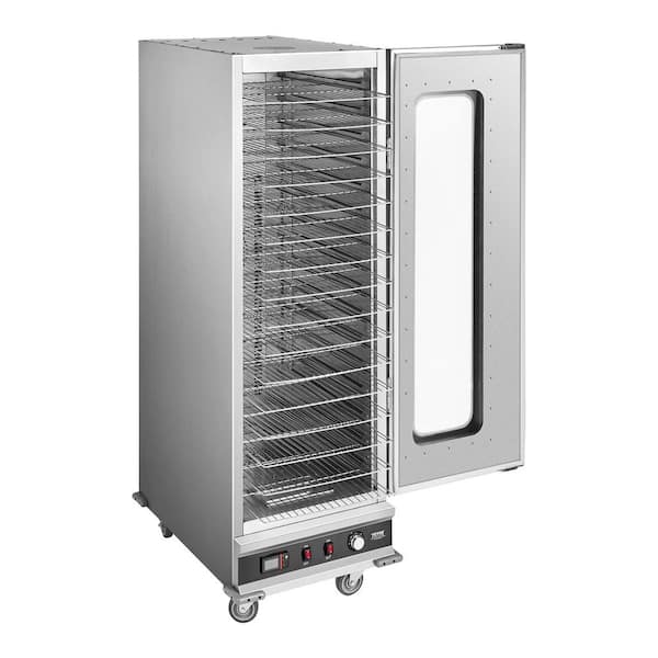 16-Tier Hot Box Food Warmer, Stainless Steel with Water Tray, Glass Door, Adjustable Shelves for Pizza and Chicken